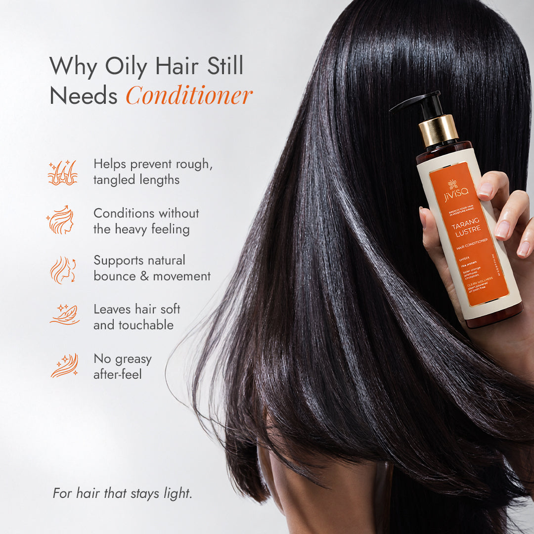 JiViSa Tarang Lustre conditions oily hair without heaviness, preventing tangles while supporting natural bounce and movement