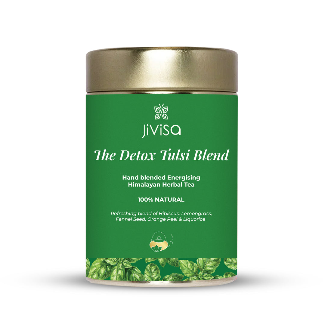Image features a tin of JiViSa-The Detox Blend Hand blended Energising Himalayan Herbal Tea