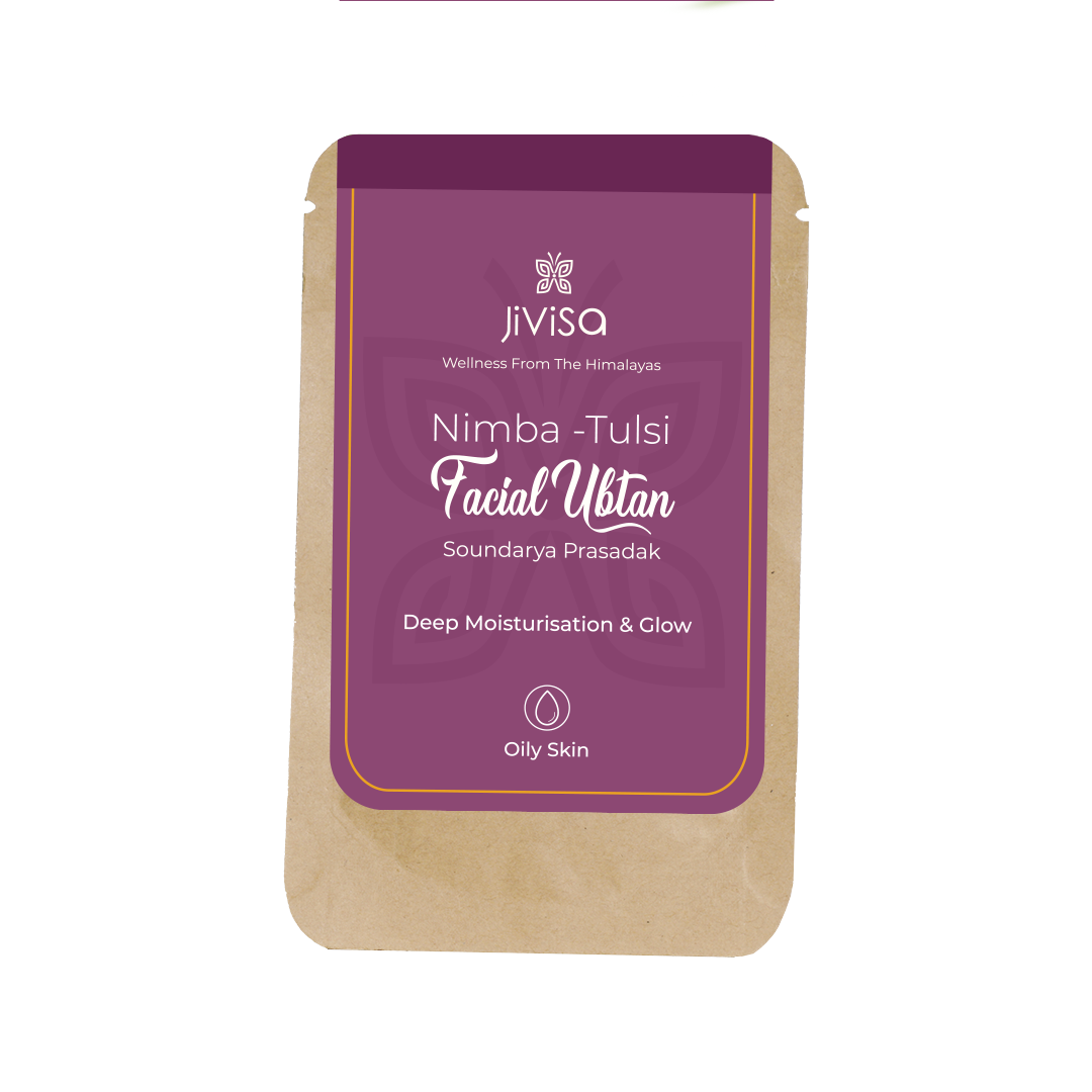 Mini Pouch of JiViSa- Nimba Tulsi Facial Ubtan 15gm for Deep Moisturisation and Glow