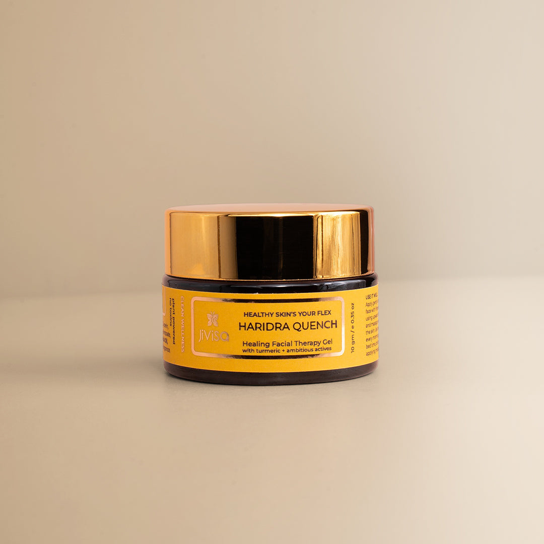 JiViSa Haridra Quench Healing Facial Therapy Gel with turmeric + ambitious actives 10gm jar