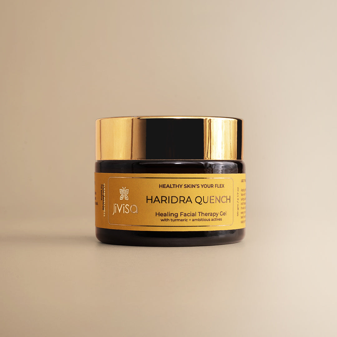 JiViSa Haridra Quench Healing Facial Therapy Gel with turmeric + ambitious actives 50gm jar