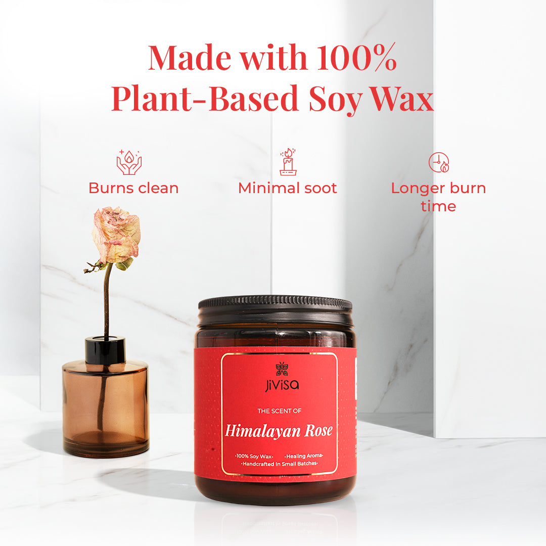 Himalayan Rose Glass Jar Premium Soy Wax Candle