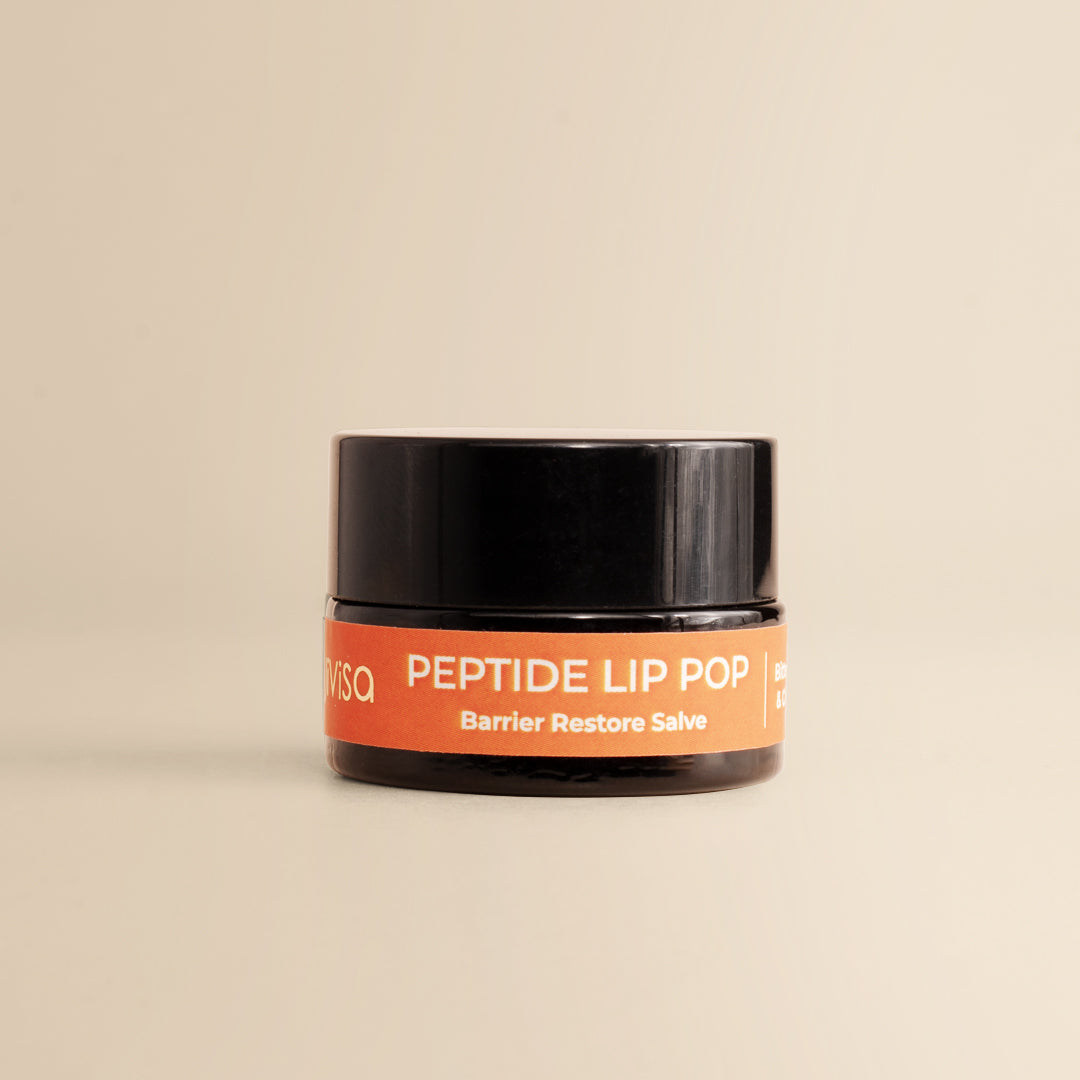 JiVisa Peptide Lip Pop Salve Bitter Orange & Cinnamon jar
