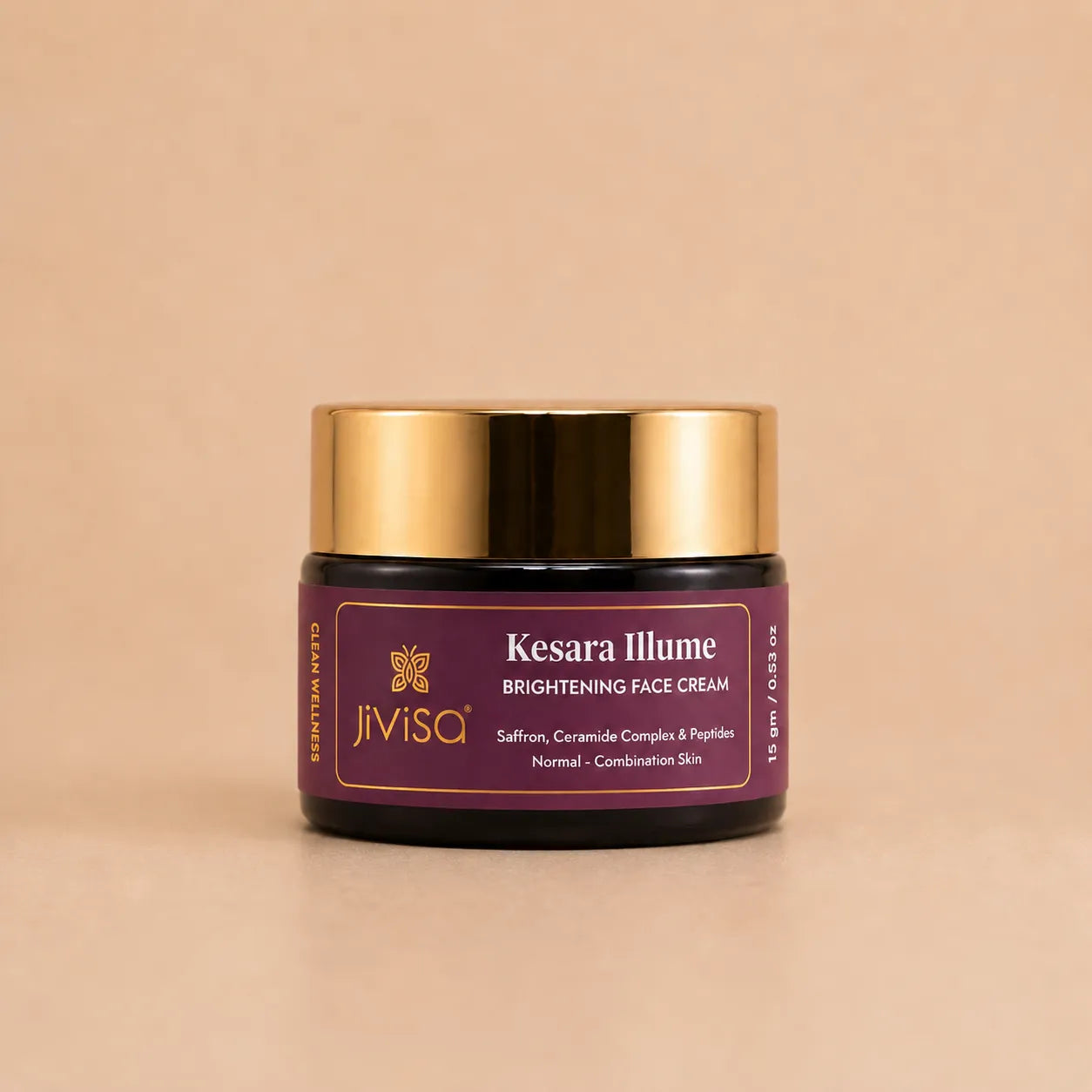 Kesara Illume Brightening Face Cream 50gm jar with Saffron, Ceramide Complex & Peptides – JiViSa non-comedogenic moisturiser