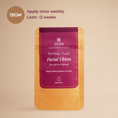 JiViSa Nimba Tulsi Facial Ubtan Mask, 15g jar - Apply once weekly, lasts about 2 weeks