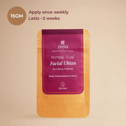 JiViSa Nimba Tulsi Facial Ubtan Mask, 15g jar - Apply once weekly, lasts about 2 weeks