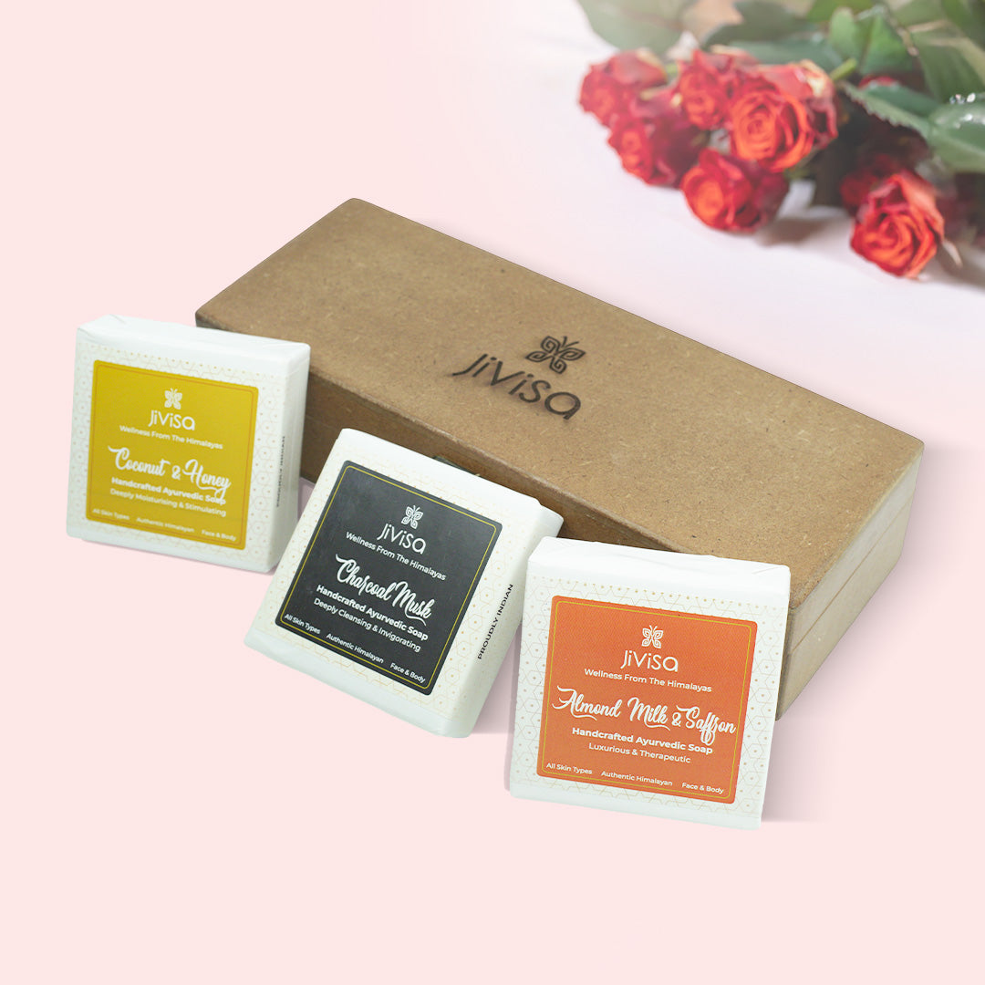 JiViSa Ayurvedic Luxury Soap in Handcrafted MDF Box