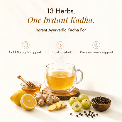 JiViSa Nectar of Life is a 13-herb instant ayurvedic kadha for cold and cough support, throat comfort, and daily immunity