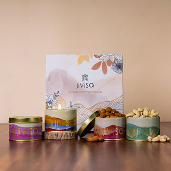 JiViSa Luxury Candle & Gourmet Gift Box (With Handmade Rakhi)