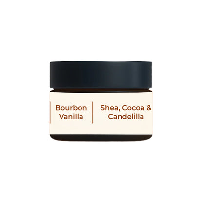 Back side image of JiViSa peptide Lip Pop contain Burbon Vanilla and Shea, Cocoa &amp; Candelilla.