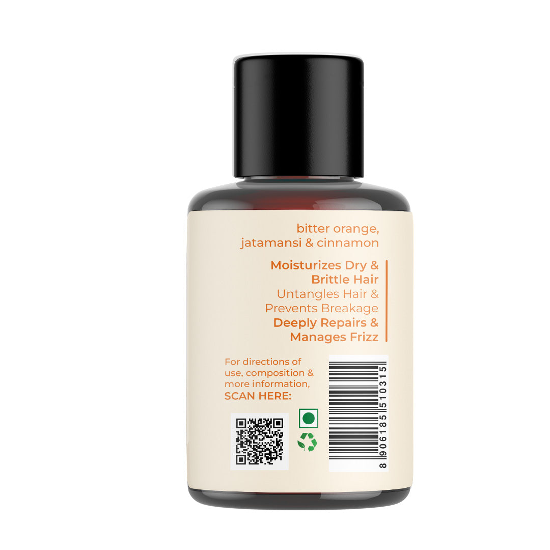 Back image of JiViSa Tarang Lustre Hair Conditioner Mini Bottle 
Ingredients: bitter orange, jatamansi &amp; cinnamon 
Best for: Moisturizes Dry &amp; Brittle Hair, Untangles Hair &amp; Prevents Breakage and Deeply repairs &amp; Manages Frizz