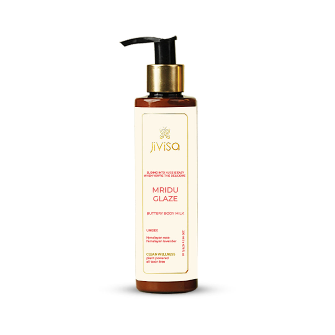 JiViSa Mridu Glaze Buttery Body Milk Bottle 200ml Unisex contain Himalayan Rose and Himalayan lavender