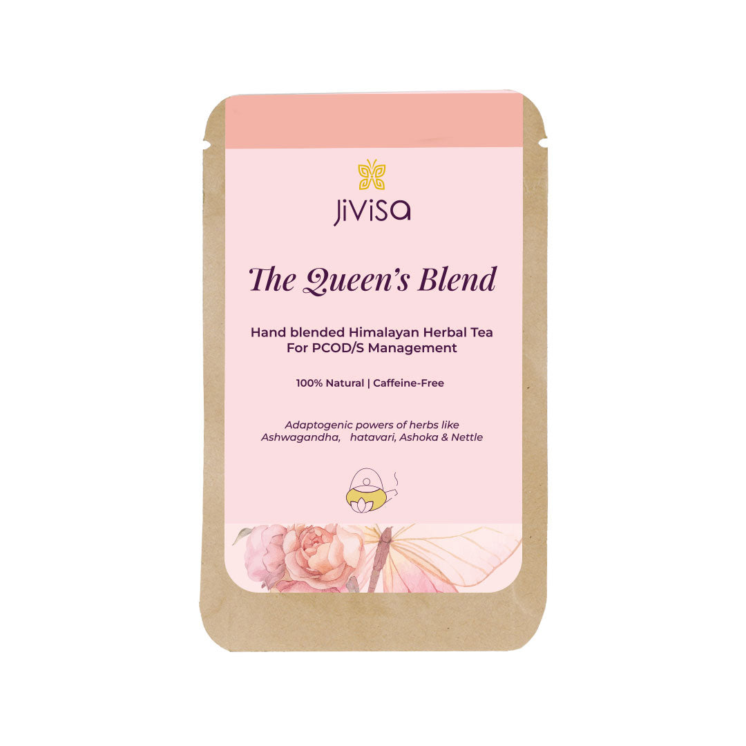 Mini Pouch of JiViSa- The Queen's Blend Hand blended Himalayan Herbal Tea for PCOS/PCOD Management 100% natural