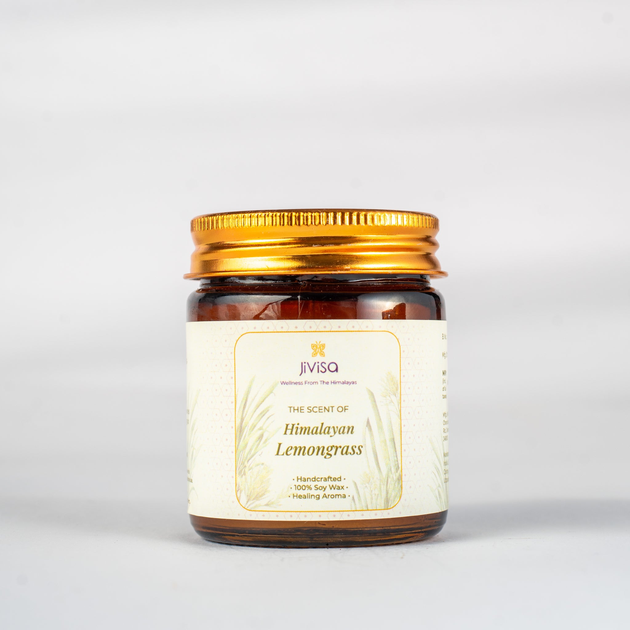 Lemongrass Soy Wax Candle In Amber Glass Jar