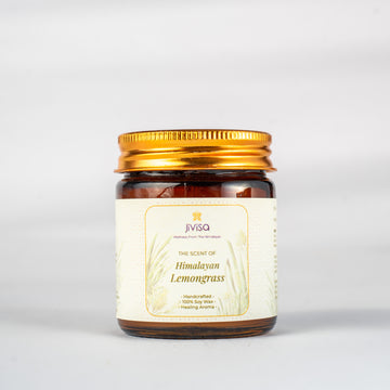 Lemongrass Soy Wax Candle In Amber Glass Jar