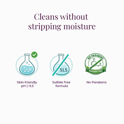 Ananta Drench sulfate-free face wash with skin-friendly pH 5.5, no parabens, cleanses without stripping moisture