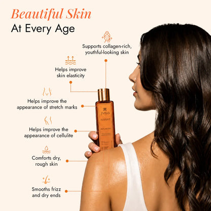 JiViSa Khubani apricot oil helps improve skin elasticity, stretch marks, cellulite appearance, and hair frizz at every age