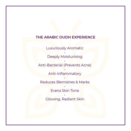 JiViSa Arabic Oudh soap benefits list - luxuriously aromatic, deeply moisturising, anti-bacterial, anti-inflammatory, and skin brightening