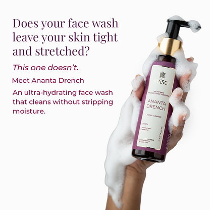 JiViSa Ananta Drench ultra hydrating face cleanser bottle with rich foam, gentle cleanser that cleans skin without stripping moisture