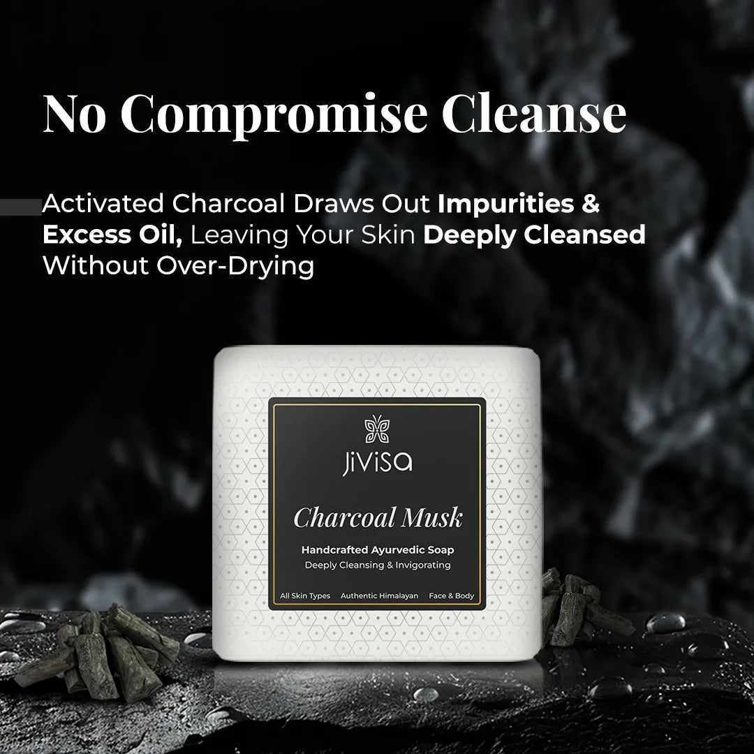 JiViSa Charcoal Musk soap with activated charcoal that draws out impurities without over-drying skin
