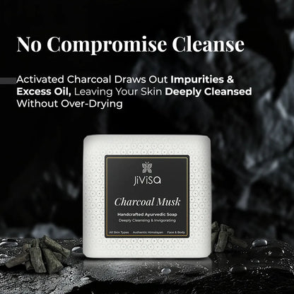 JiViSa Charcoal Musk soap with activated charcoal that draws out impurities without over-drying skin