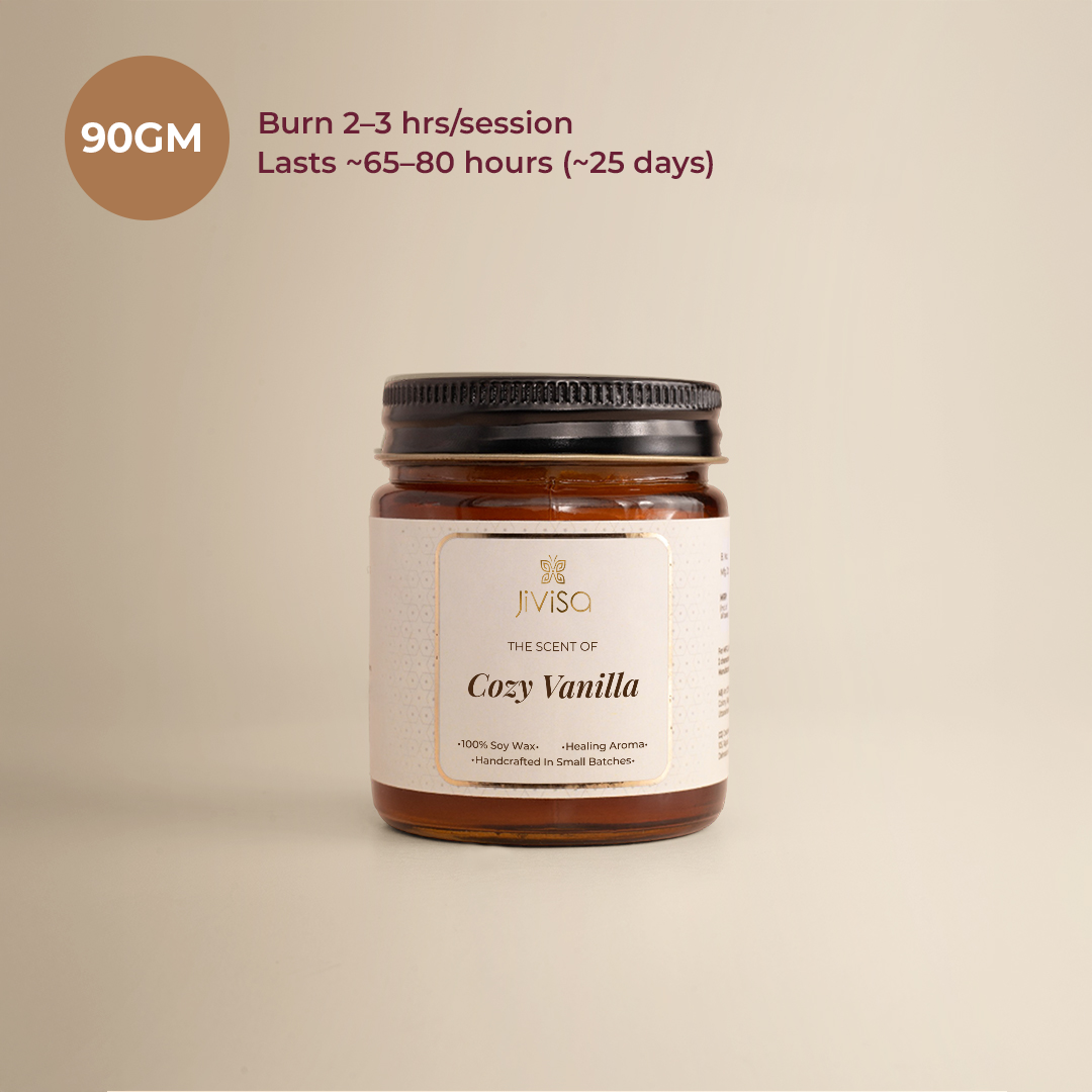 Cozy Vanilla Glass Jar Premium Soy Wax Candle