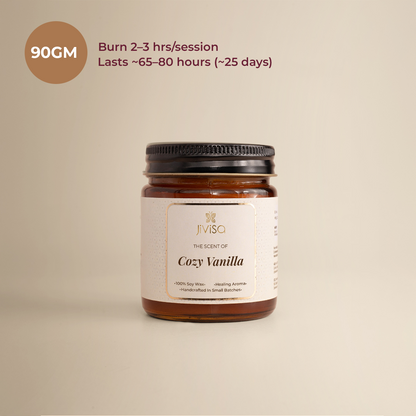 Cozy Vanilla Glass Jar Premium Soy Wax Candle