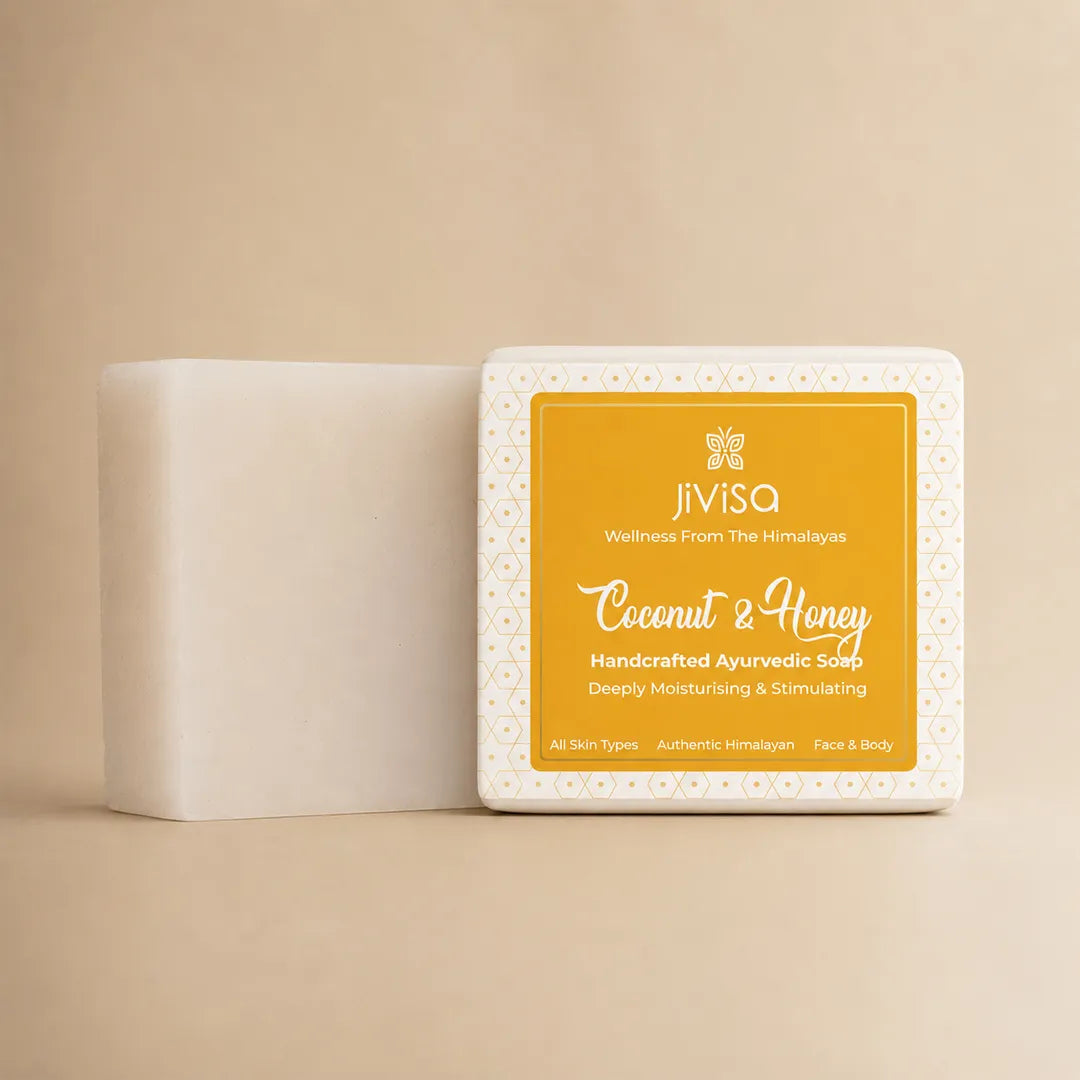 JiViSa Coconut &amp; Honey Handcrafted Ayurvedic Soap 100GM bar for face and body, all skin types