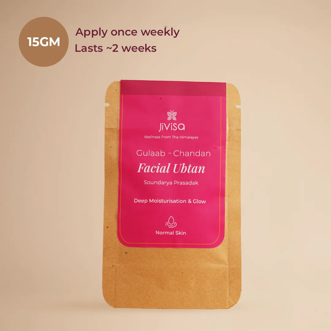 JiViSa Gulaab Chandan Facial Ubtan Mask, 15g Jar - Apply once weekly, lasts about 2 weeks