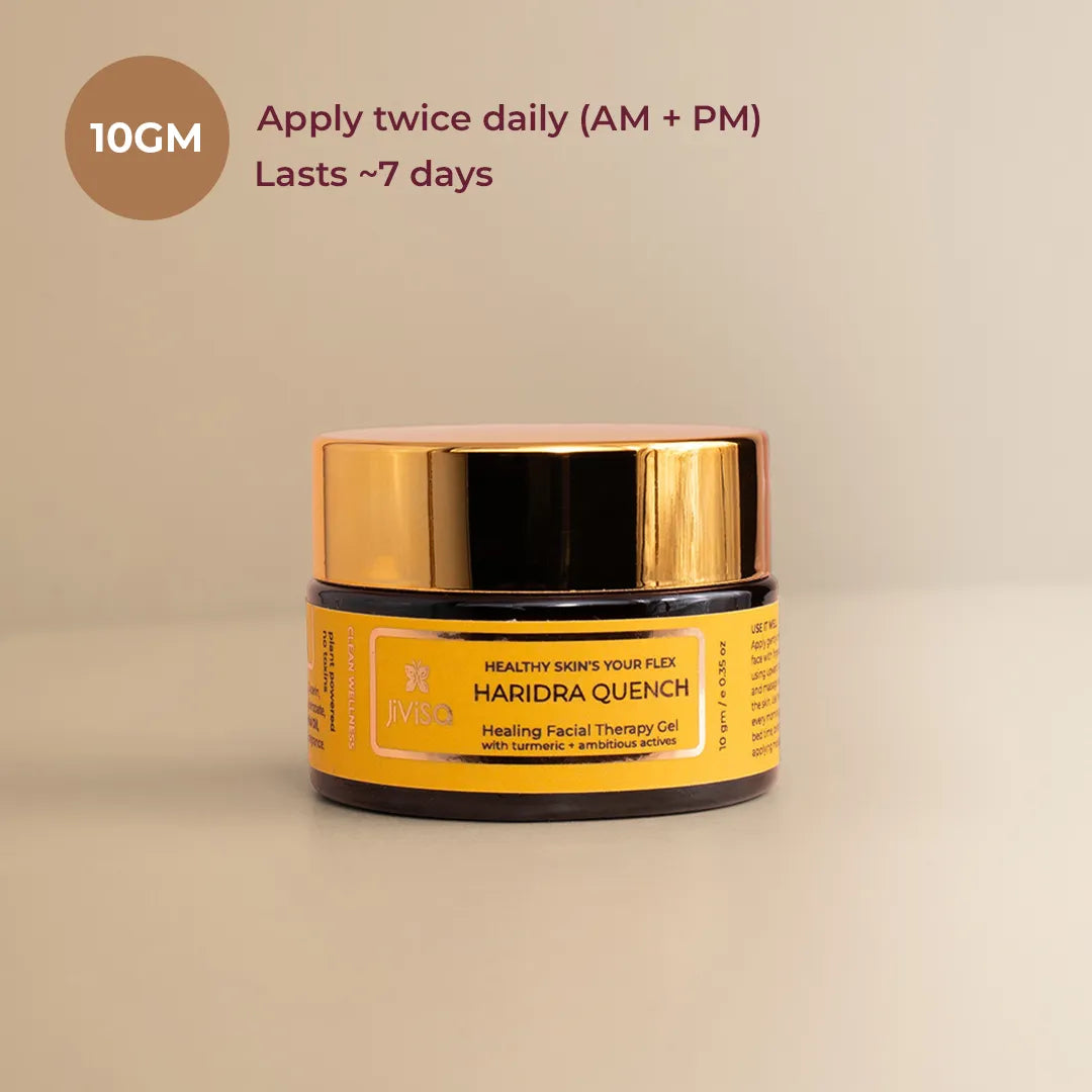Haridra Quench 10gm dark spot removal cream jar - apply twice daily, lasts 7 days.