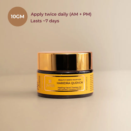 Haridra Quench 10gm dark spot removal cream jar - apply twice daily, lasts 7 days.