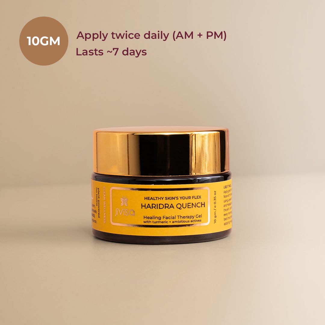 Haridra Quench 10gm dark spot removal cream jar - apply twice daily, lasts 7 days.
