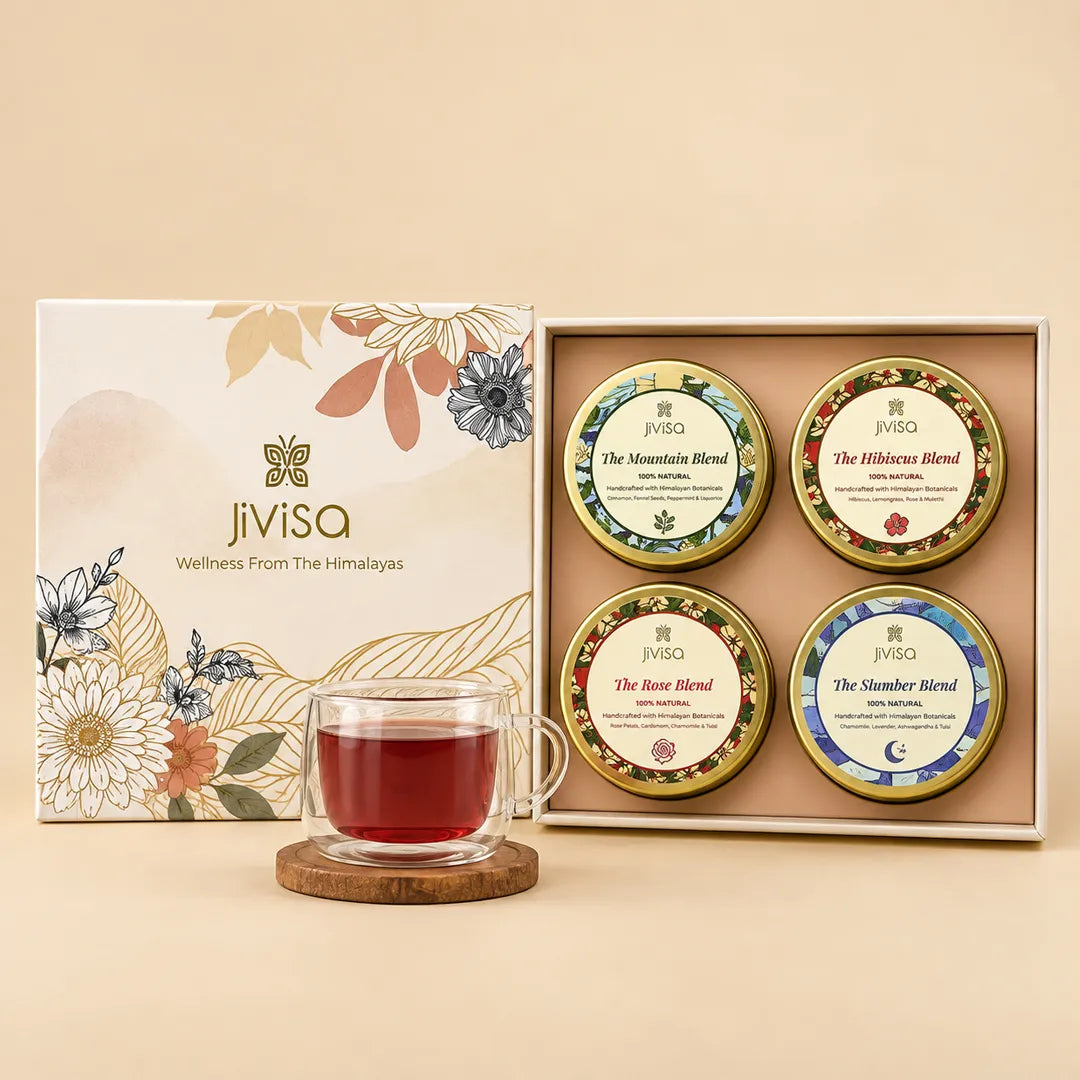 JiViSa Himalayan Discovery Tea Gift Box with four loose-leaf tea blends.