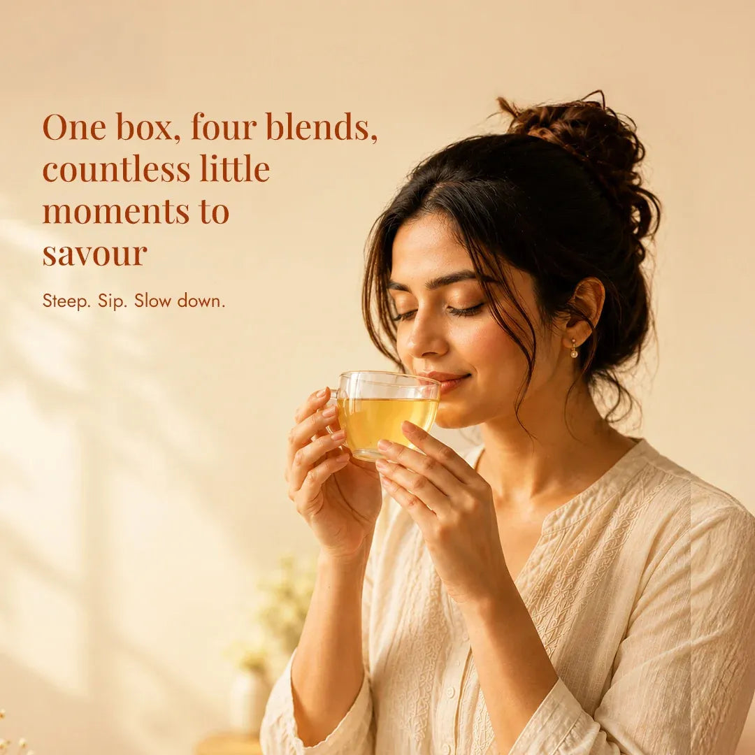 Himalayan Tea Treasures Gift Box consists of four herbal tea blends