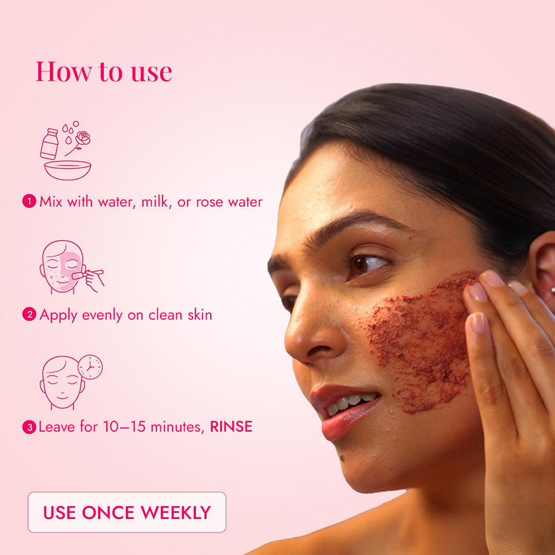 How to use JiViSa Gulaab Chandan Ubtan: mix with rose water, apply on clean skin, leave 10 to 15 minutes, then rinse