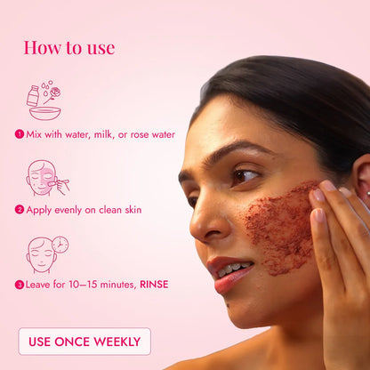 How to use JiViSa Gulaab Chandan Ubtan: mix with rose water, apply on clean skin, leave 10 to 15 minutes, then rinse