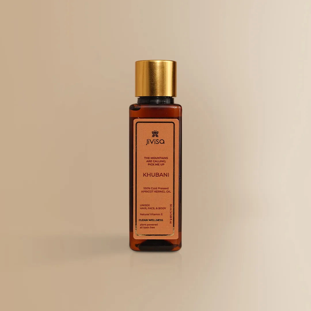 JiViSa Khubani apricot kernel oil, 50ml bottle.