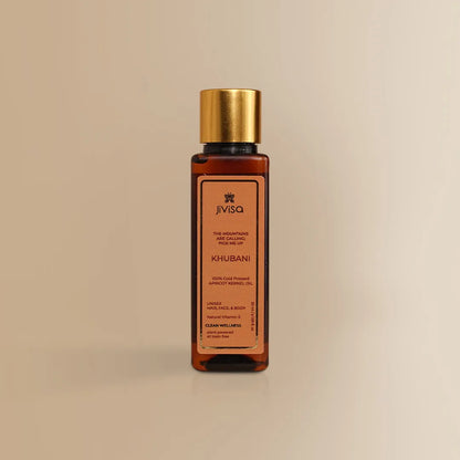 JiViSa Khubani apricot kernel oil, 50ml bottle.