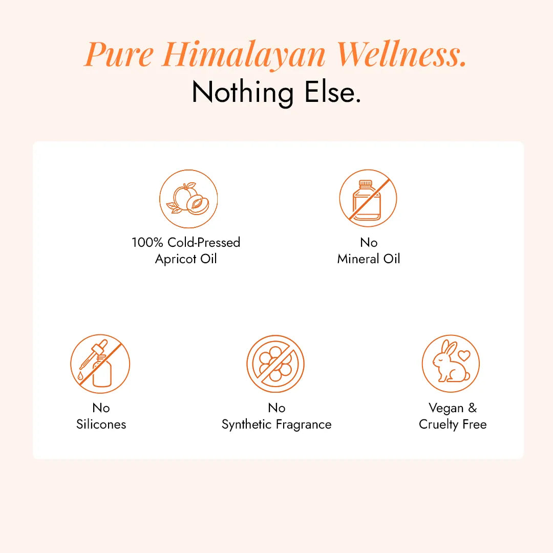 JiViSa Khubani is 100% cold-pressed apricot oil with no mineral oil, silicones, or synthetic fragrance, and is vegan and cruelty-free