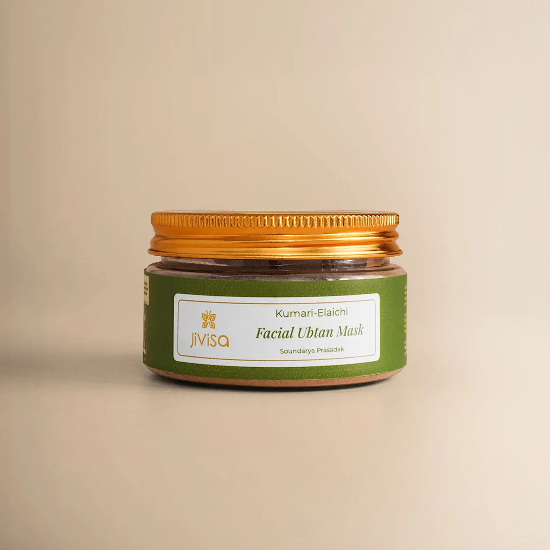 JiViSa Kumari Elaichi Facial Ubtan Mask, 50g with aloe vera and cardamom ayurvedic face pack for dry, dehydrated skin