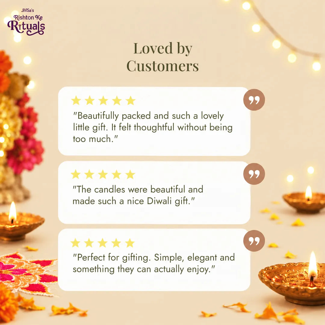 Customer reviews for JiViSa Lotus Light votive candle gift set rated 5 stars for festive gifting and packaging