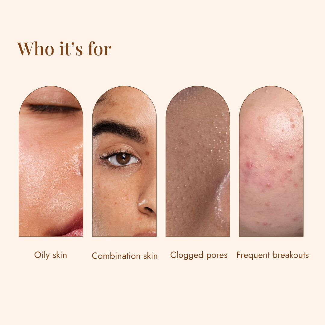 JiViSa Nimba Tulsi Ubtan is made for oily skin, combination skin, clogged pores, and frequent breakouts