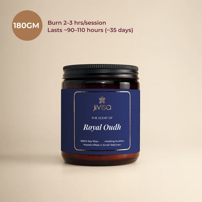 Royal Oudh Glass Jar Premium Soy Wax Candle