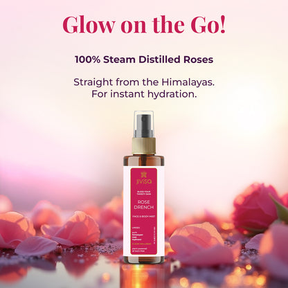 A rose water face and body mist bottle labeled &