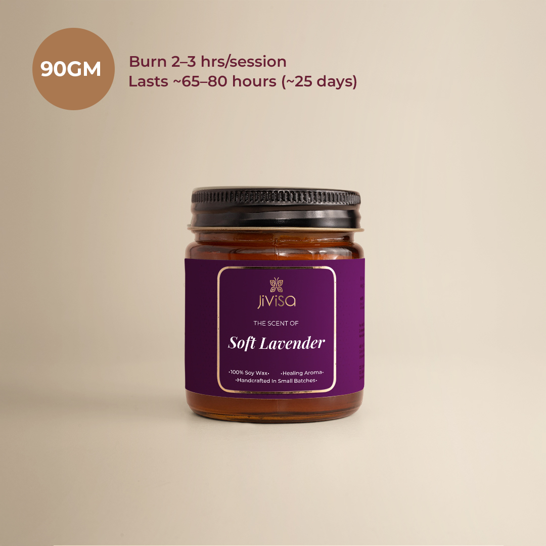 Soft Lavender Glass Jar Premium Soy Wax Candle