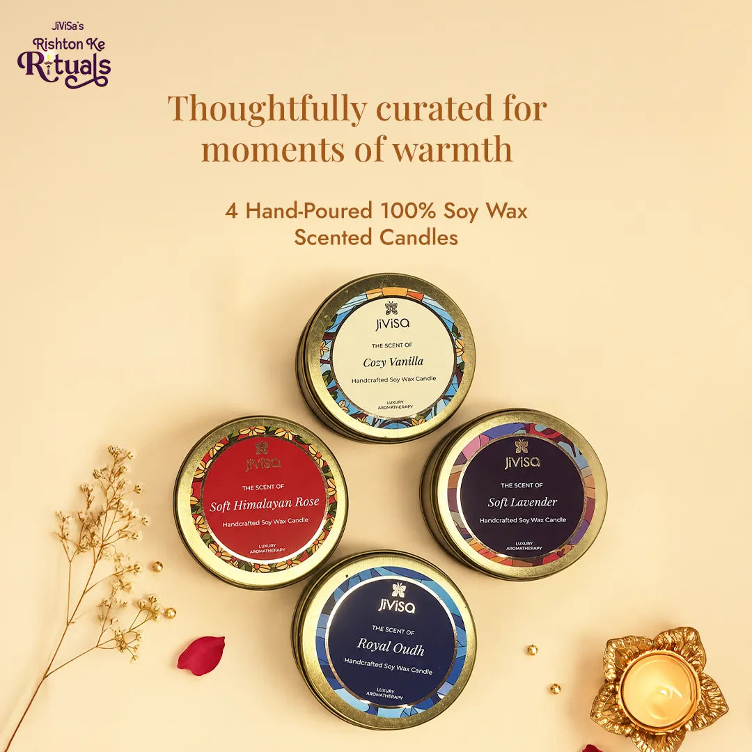Himalayan Light Soy Wax candle gift set consist 4 hand poured 100% soy wax scented candles.