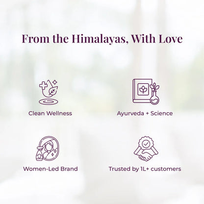 JiViSa brand trust icons highlighting Clean Wellness, Ayurveda plus Science, Women-Led Brand, and Trusted by 1 lakh+ customers