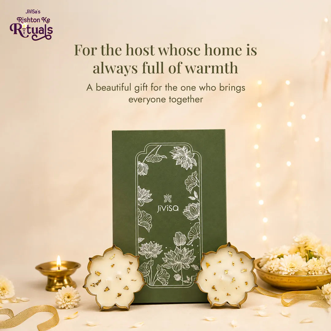 Urli Elegance Aroma Box as a festive host gift, with two urli candles who brings everyone together.
