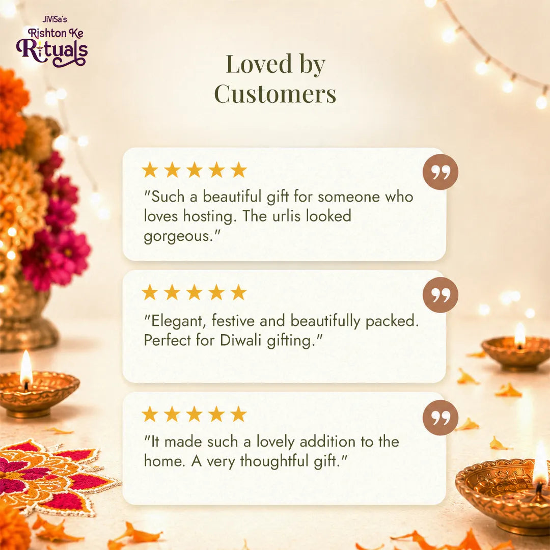 Customer reviews for JiViSa Urli Elegance Aroma Box rated 5 stars for festive gifting and elegant packaging