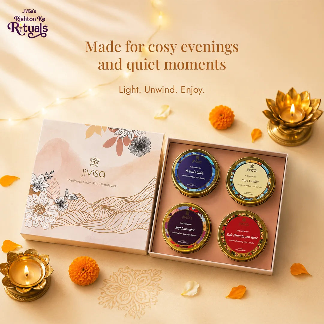 JiViSa Himalayan Light soy wax candle gift set made for cozy evenings and quiet moments.